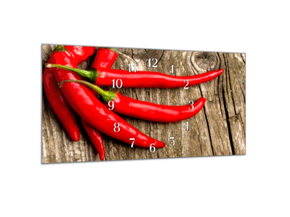 hodiny 30x60cm chilli papriky na dreve