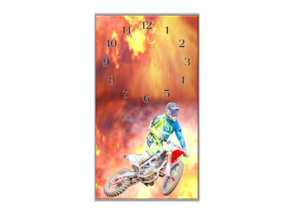 Nástenné hodiny motocross v septembri slnko 30x60cm