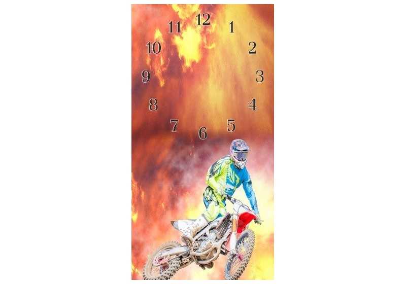 Nástenné hodiny motocross v septembri slnko 30x60cm