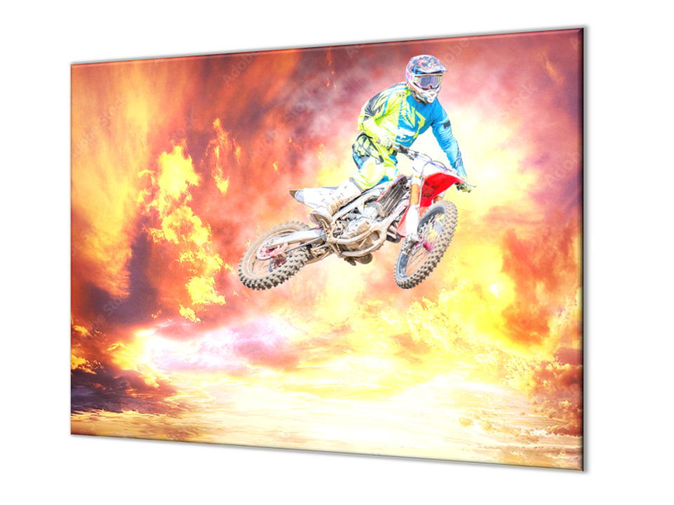 Ochranná deska motocross v západu slunce 60x52cm