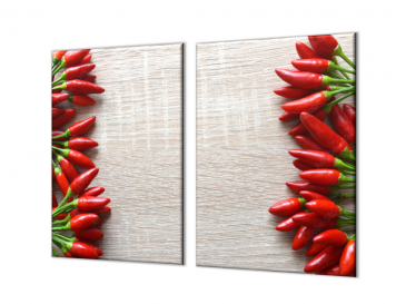 Ochranná deska řada chilli papriček na dřevě 30x52cm  2ks