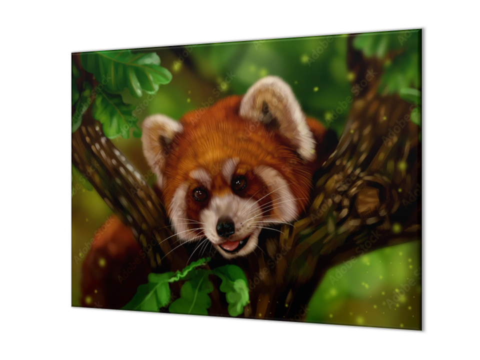 Ochranná deska panda červená na stromě 60x52cm